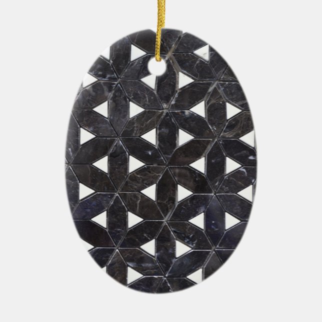 Charcoal Gray Mosaic | Blume des Lebensverlaufs Keramik Ornament (Vorne)