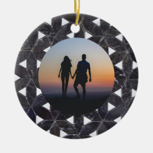 Charcoal Gray Mosaic   Blume des Lebensverlaufs Keramik Ornament