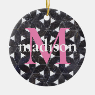 Charcoal Gray Mosaic   Blume des Lebensverlaufs Keramik Ornament