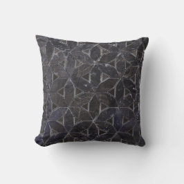 Charcoal Gray Mosaic | Blume des Lebensverlaufs Kissen