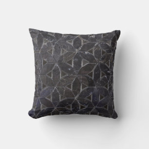 Charcoal Gray Mosaic Blume des Lebensverlaufs Kissen