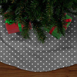 Charcoal Gray Niedlich Polka Dots Fleece Weihnachtsbaumdecke