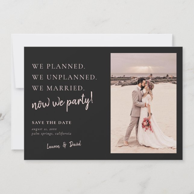 Charcoal Gray Post Wedding Update Save the Date (Vorderseite)