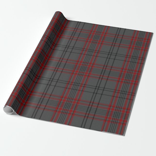 Charcoal Gray Red Black Tartan Kariert Geschenkpapier (Ungerollt)