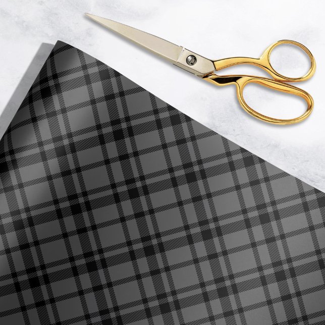 Charcoal Gray Scottish Tartan Kariert Holiday Geschenkpapier (Von Creator hochgeladen)