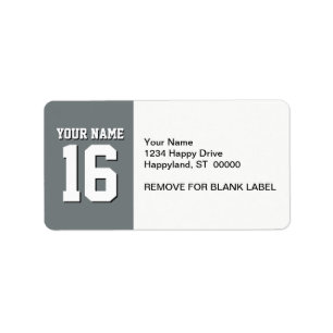 Charcoal Gray Sports Jersey Team Jersey Adressaufkleber