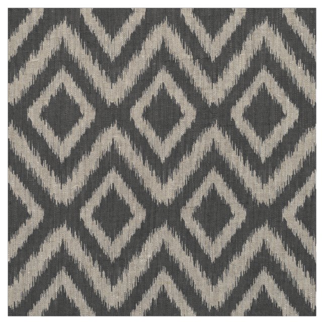 Charcoal Gray Tribal Ikat Zickzack Stoff (Muster)