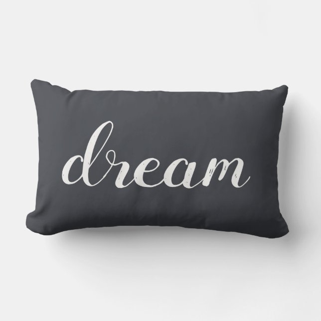 Charcoal Gray |White Modern Dream Typografy Lendenkissen (Vorderseite)