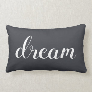 Charcoal Gray  White Modern Dream Typografy Lendenkissen