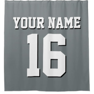 Charcoal Gray White Sports Jersey Team Jersey Duschvorhang