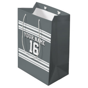 Charcoal Gray White Team Jersey Benutzername Mittlere Geschenktüte
