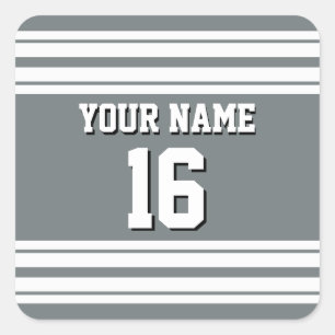 Charcoal Gray White Team Jersey Benutzername Quadratischer Aufkleber