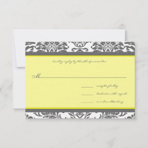 Charcoal Gray & Yellow Wedding RSVP Karte