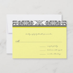 Charcoal Gray & Yellow Wedding RSVP Karte