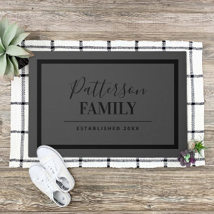 Charcoal Grey Family Monogram Doormat Fußmatte