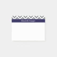 Charcoal Grey Lg Zickzack Navy Blue Name Monogram
