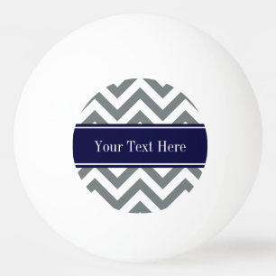Charcoal Grey Lg Zickzack Navy Blue Name Monogram Tischtennisball