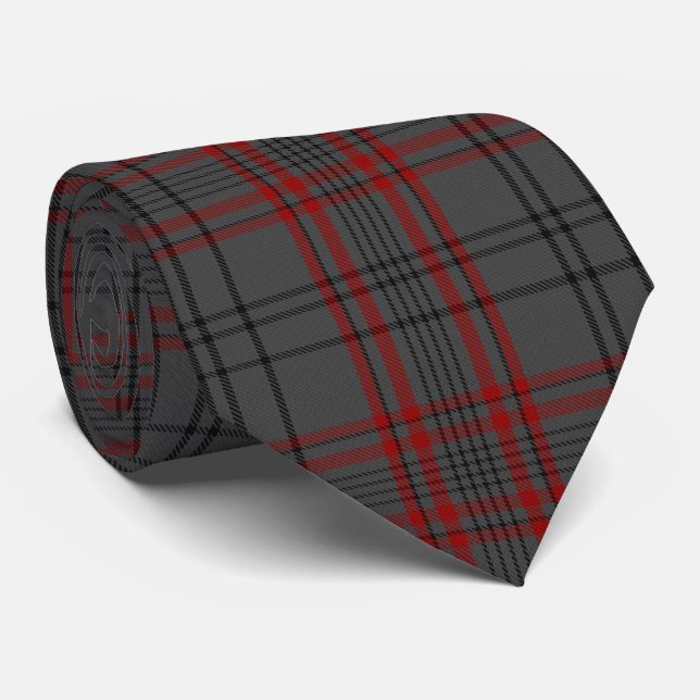 Charcoal Grey Red Kariert Tartan Flannel Krawatte (Gerollt)