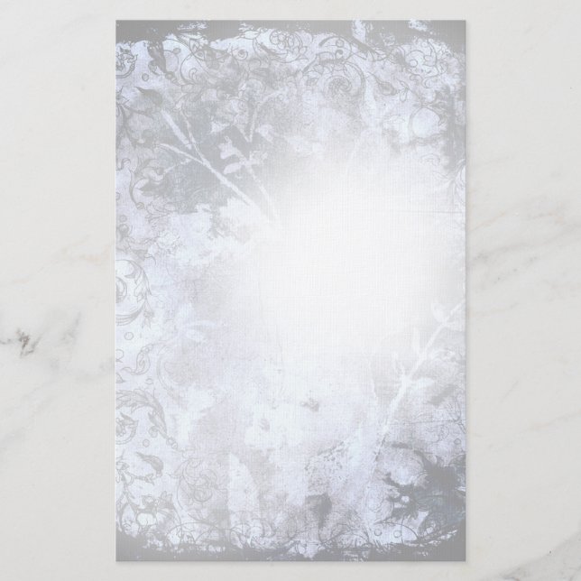 Charcoal Grunge Abstrakte Blumenstationäre Briefpapier (Vorderseite)