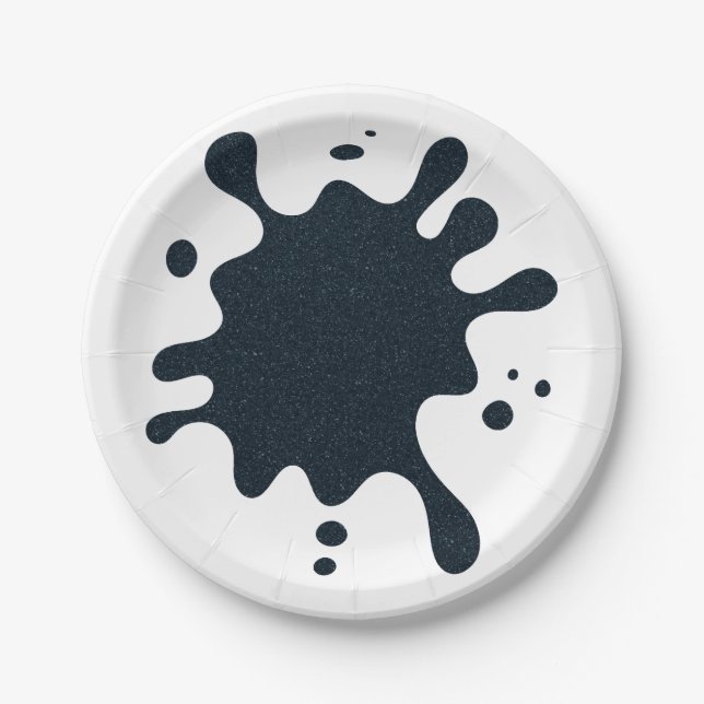 Charcoal Ink Drop Party Plate – Customizable Pappteller (Vorderseite)