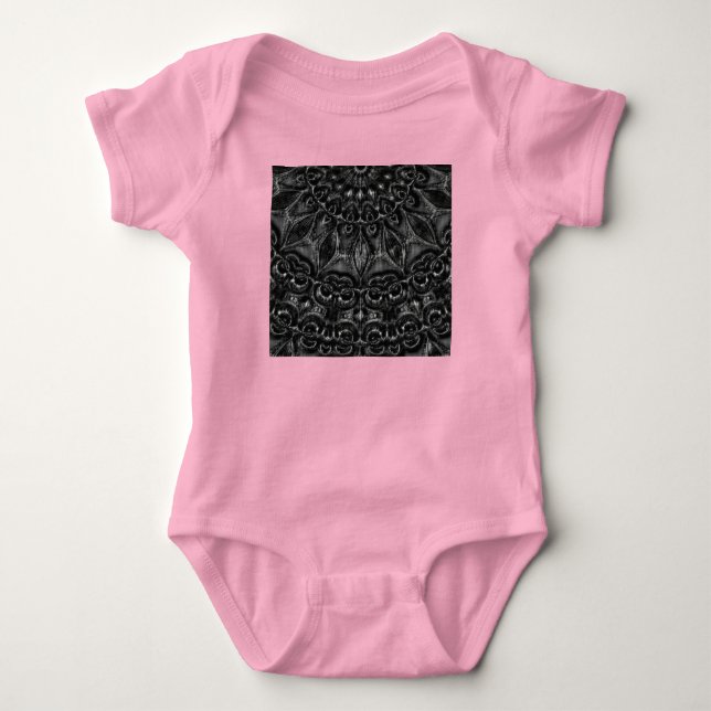 Charcoal Mandala Baby Bodysuit Strampler (Vorderseite)
