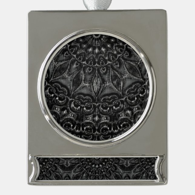 Charcoal Mandala Banner-Ornament Silber (Vorderseite)