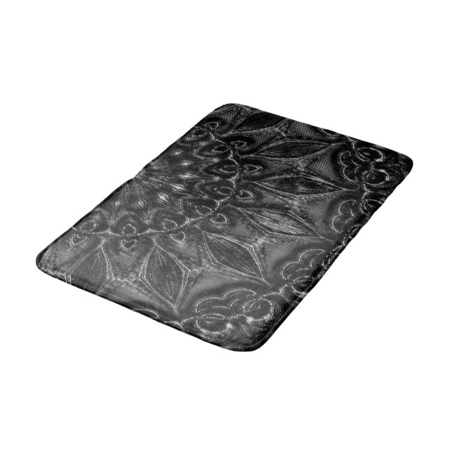 Charcoal Mandala Bath Mat Badematte (Schrägansicht)