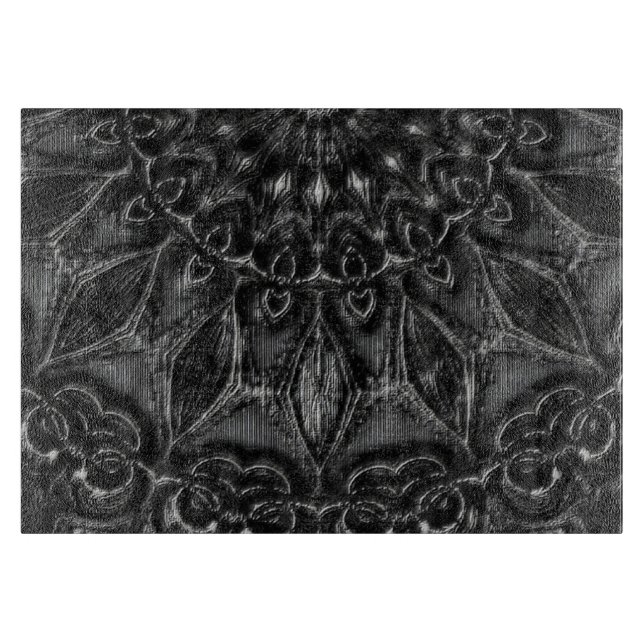 Charcoal Mandala Cutting Board Schneidebrett (Vorderseite)