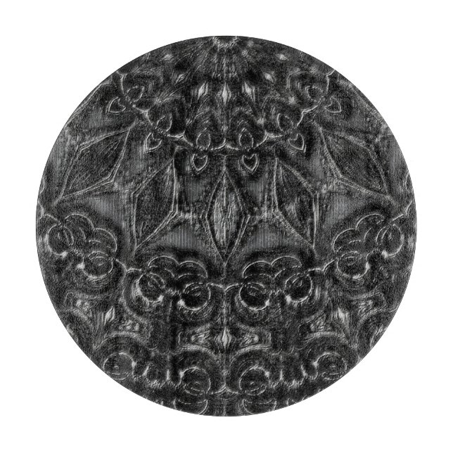Charcoal Mandala Cutting Board Schneidebrett (Vorderseite)
