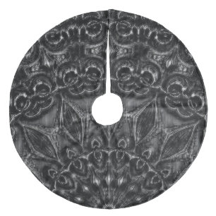 Charcoal Mandala Fleece Weihnachtsbaumdecke