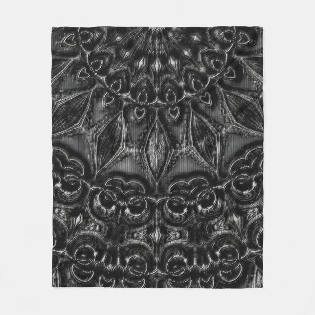Charcoal Mandala Fleecedecke (Vorderseite)