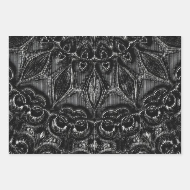 Charcoal Mandala Geschenkpapier Set (Vorderseite)