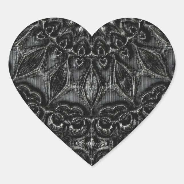 Charcoal Mandala Herz-Aufkleber (Vorderseite)