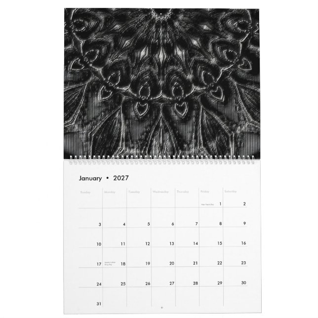 Charcoal Mandala Kalender (Jan 2027)