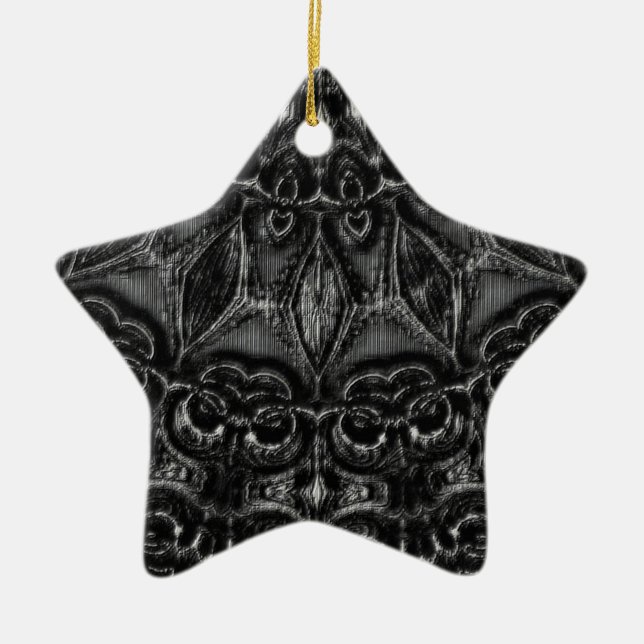 Charcoal Mandala Keramik Ornament (Vorne)