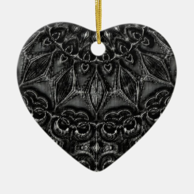 Charcoal Mandala Keramik Ornament (Vorne)