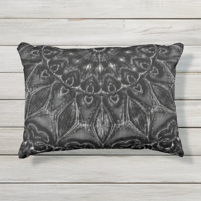 Charcoal Mandala Kissen Für Draußen (Vorderseite)