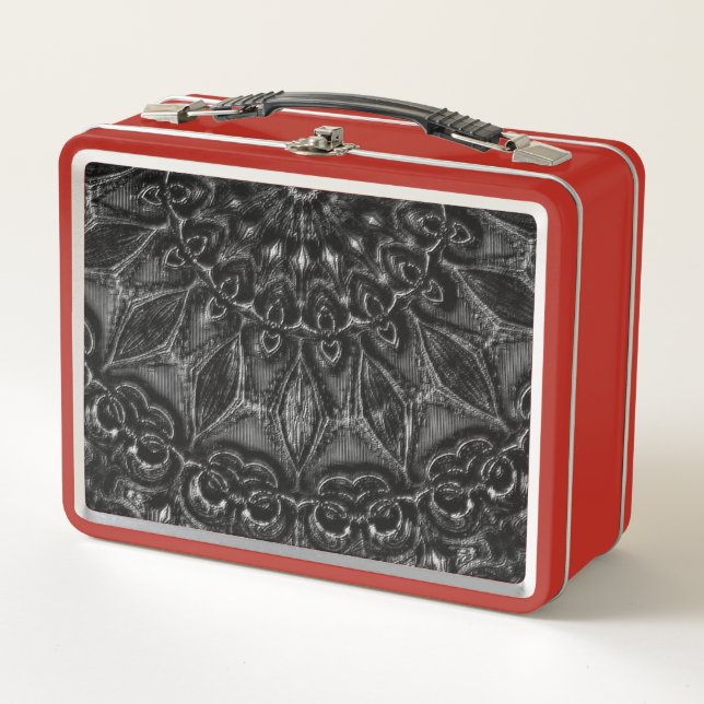 Charcoal Mandala Metal Lunch Box (Vorderseite)