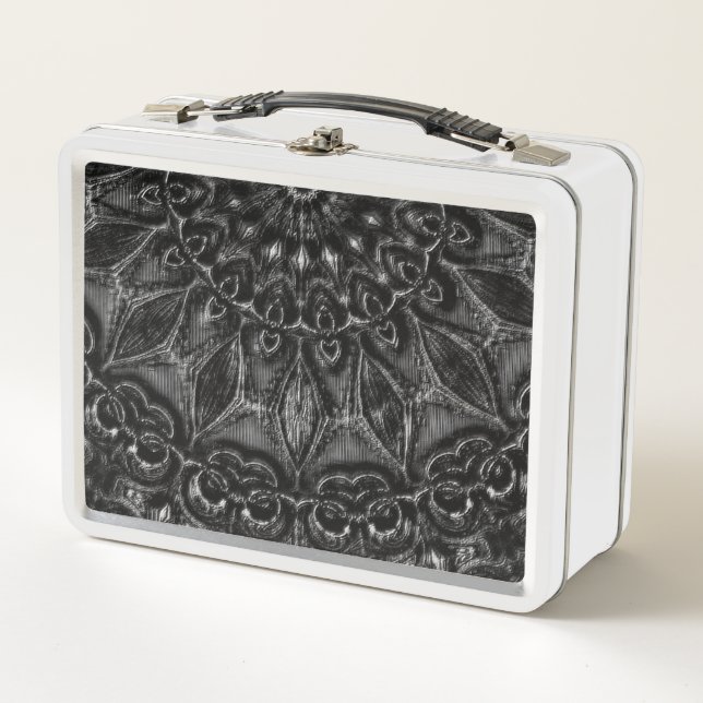 Charcoal Mandala Metal Lunch Box (Vorderseite)