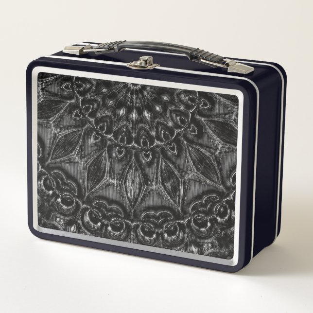 Charcoal Mandala Metal Lunch Box (Vorderseite)