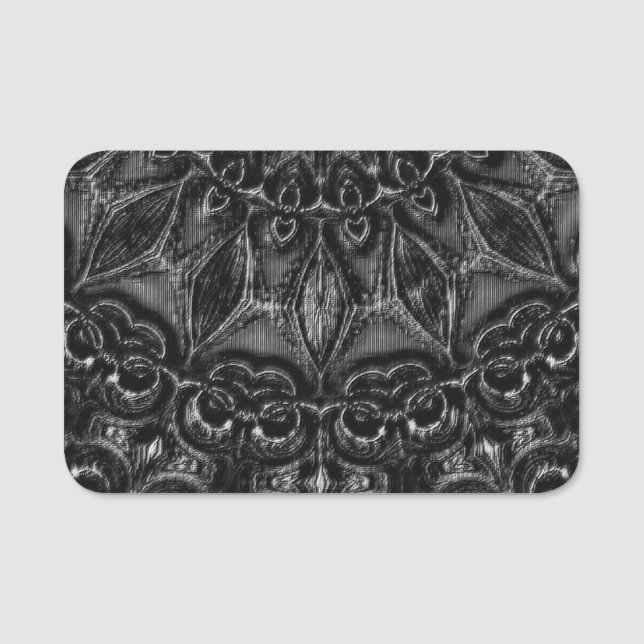 Charcoal Mandala Name Tag Namensschild (Vorderseite)