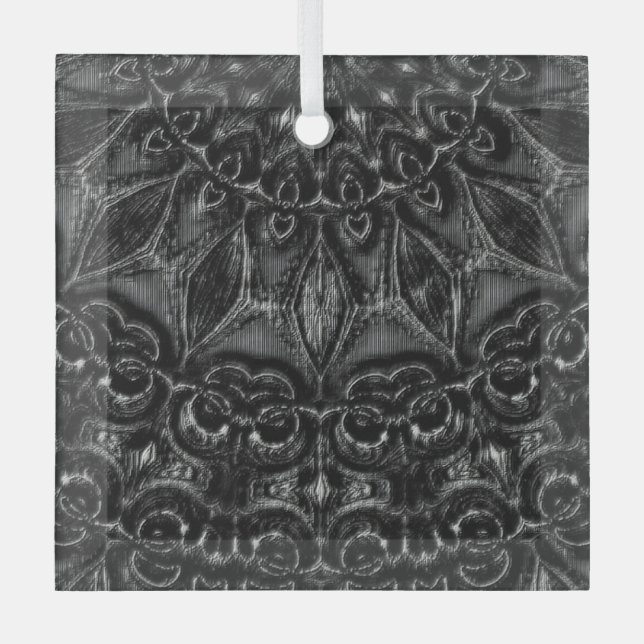 Charcoal Mandala Ornament Aus Glas (Vorderseite)