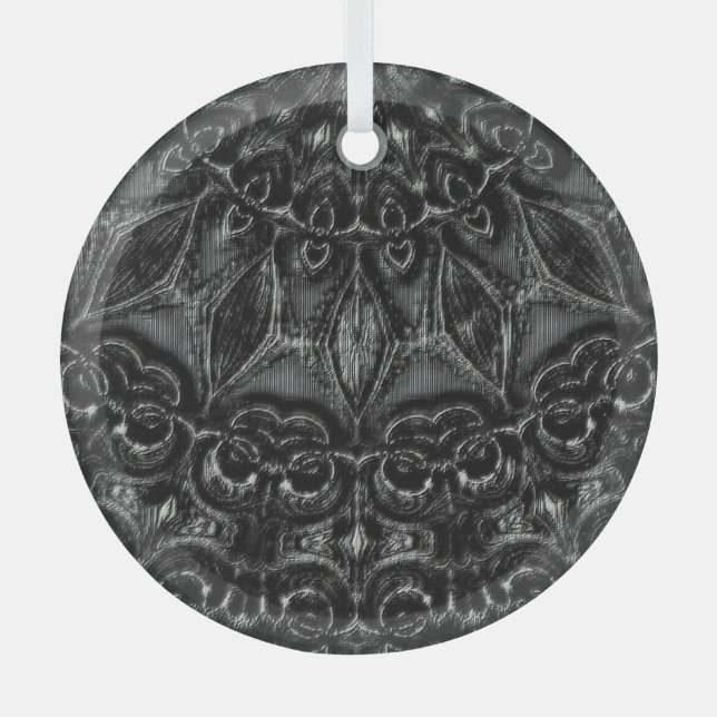 Charcoal Mandala Ornament Aus Glas (Vorderseite)