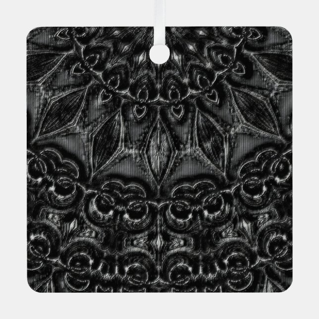 Charcoal Mandala Ornament Aus Metall (Vorderseite)