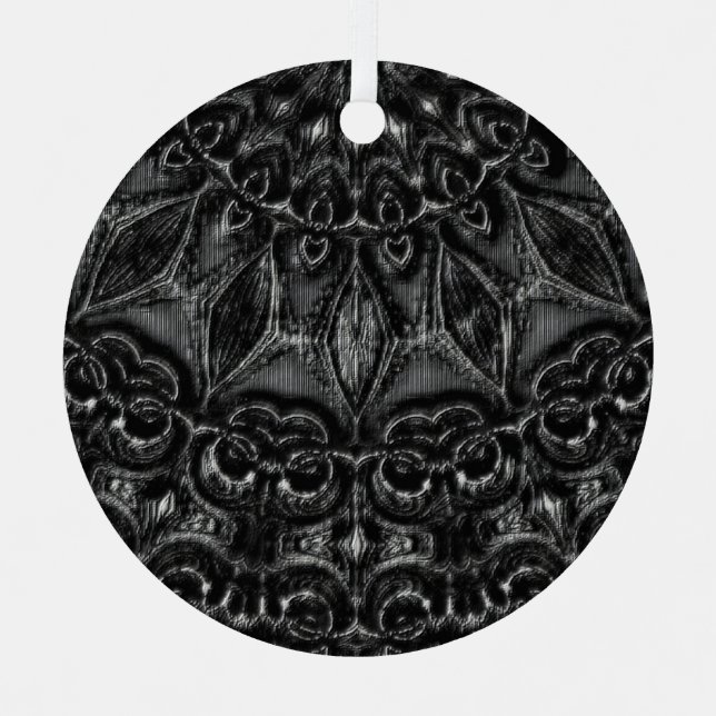 Charcoal Mandala Ornament Aus Metall (Vorderseite)