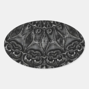 Charcoal Mandala Ovaler Aufkleber