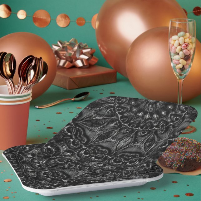Charcoal Mandala Paper-Teller Pappteller (Multi)