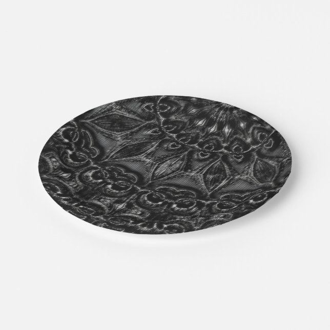 Charcoal Mandala Pappteller (Schrägansicht)