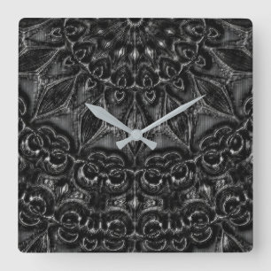 Charcoal Mandala Quadratische Wanduhr