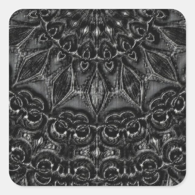 Charcoal Mandala Quadratischer Aufkleber (Vorderseite)